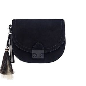 Loeffler Randall Suede Saddle Crossbody Bag - Black